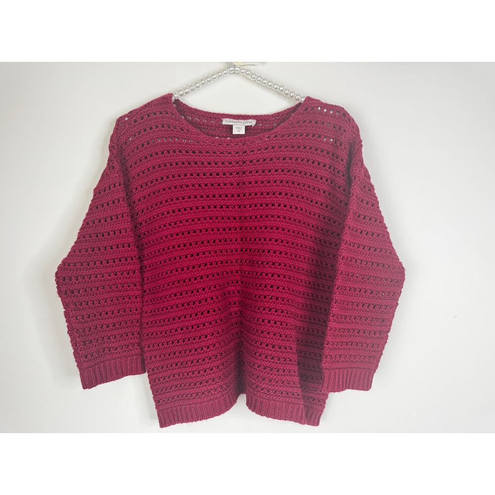 Coldwater Creek Valentine Red Knit 3/4 sleeve womens size PS
